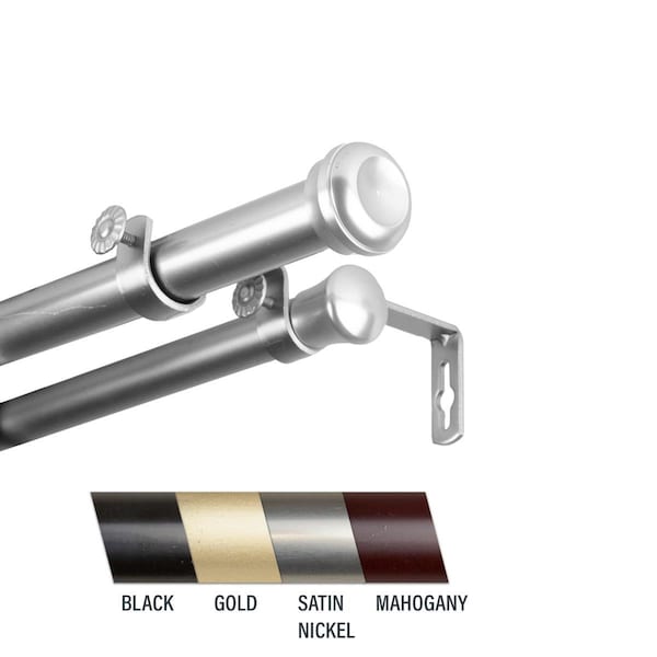Central Design Cillo 1 in. Double Curtain Rod; 160-240 in. - Satin Nickel 100-68-1605-D - main